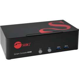SIIG 2-Port DVI Dual-Link Smart Console Switch with USB 3.0 Multi-Media - Dual Link DVI USB KVM Switch with USB 3.0 Hub & Audio - 2 Port Dual Link DVI KVM Switch with Audio/ Hotkey / Manual Switching - 3840 x 2160 30Hz - 4K 30Hz - USB-A 5Gbps - Meta