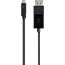 Belkin USB-C to DisplayPort Cable, 5.91 ft DisplayPort/USB A/V Cable for Monitor, Notebook, Projector, HDTV, Smartphone, Tablet, Audio/Video Device, First End: 1 x USB Type C, Male, Second End: 1 x DisplayPort Digital Audio/Video