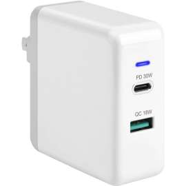 4XEM USB-C USB-A 48W Dual Wall Charger, 1 Pack, 48 W, 120 V AC, 230 V AC Input, 5 V DC/3 A Output