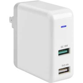 4XEM 30W Dual USB A Wall Charger Fast Charging, USB-A/USB-A dual charging port with combined 30W fast charging for Samsung, Apple, LG devices