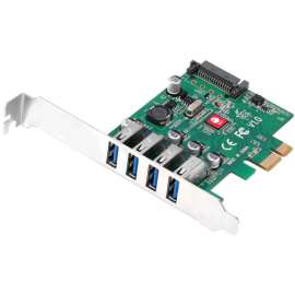 SIIG DP USB 3.0 4-Port PCIe Host Card, PCI Express 2.0 x1, External, 4 USB Port(s), 4 USB 3.0 Port(s)