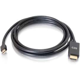 C2G 10ft 4K Mini DisplayPort to HDMI Cable, Passive, Black, M/M, 10 ft HDMI/Mini DisplayPort A/V Cable for Notebook, HDTV, Projector, Audio/Video Device