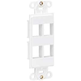 Tripp Lite Center Plate Insert Decora Vertical 4-Port for A/V VoIP Ethernet, 4 x Total Number of Socket(s), White, Acrylonitrile Butadiene Styrene (ABS), TAA Compliant
