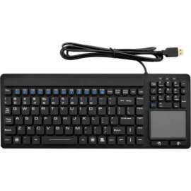 Ergoguys DSI Waterproof IP68 Wired Keyboard with Built-in Touchpad - Cable Connectivity - USB Interface - 104 Key - TouchPad - Windows - Industrial Silicon Rubber Keyswitch - Black