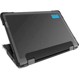 Gumdrop SlimTech for Lenovo 300e Chromebook (2nd Gen, Intel), For Lenovo Chromebook, Textured Grip, Transparent, Black, Frosted