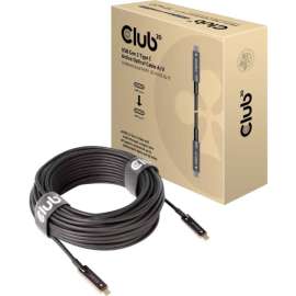 Club 3D USB Gen 2 Type C Active Optical Cable A/V Unidirectional M/M 20 m/ 65.62 ft - 65.62 ft Fiber Optic A/V Cable for Audio/Video Device, TV, PC, Notebook, Tablet, Phone, Peripheral Device - First End: 1 x USB 3.2 (Gen 2) Type C - Male - Second E