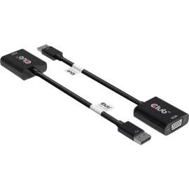 Club 3D DisplayPort to VGA Black Active Adapter M/F, 9" DisplayPort/VGA Video Cable for Video Device, Monitor, Projector, HDTV, TV, Desktop Computer, Notebook, First End: 1 x DisplayPort 1.2 Digital Audio/Video, Male, Second End: 1 x 15-pin HD-15