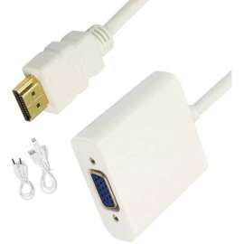 4XEM HDMI to VGA Adapter With 3.5mm Audio Cable and Power- White, 10" HDMI/VGA Video Cable for PlayStation 4, Xbox, Monitor, Notebook, Video Device, Projector, Desktop Computer, Ultrabook, Notebook, MacBook, MacBook Pro, ..., First End: 1 x HDMI Digital A