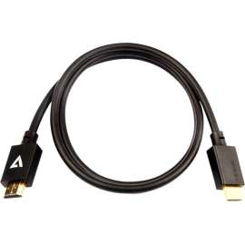 V7 Black Video Cable Pro HDMI Male to HDMI Male 1m 3.3ft, 3.28 ft HDMI A/V Cable for Audio/Video Device, PC, Monitor, HDTV, Projector, First End: HDMI 2.1 Digital Audio/Video, Male, Second End: HDMI 2.1 Digital Audio/Video
