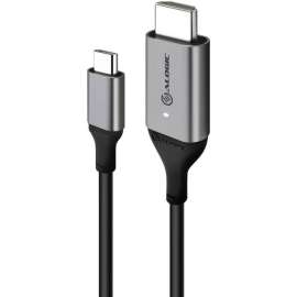 Alogic USB-C (Male) to HDMI (Male) Cable - Ultra Series - 4K 60Hz - Space Grey - 2m - 6.56 ft HDMI/USB Audio/Video/Data Transfer Cable for Monitor, Projector, TV, Computer, Tablet, Phone, MAC, Chromebook - First End: 1 x USB Type C - Male - Second E