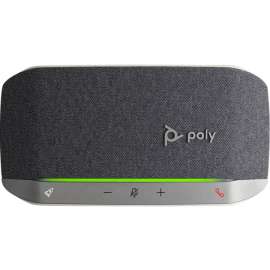 Poly Sync 20 Portable Speakerphone, USB-C, Bluetooth for Smartphone, Microphone, Battery Black, Silver, USB, Microphone, USB, Battery, Desktop