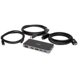 C2G Dual Monitor Docking Station Kit, USB C to 4K HDMI, DisplayPort & VGA, for Notebook/Monitor, 100 W, USB Type C