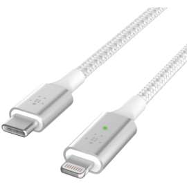 Belkin Lightning/USB-C Data Transfer Cable - Lightning/USB-C Data Transfer Cable for iPhone, iPad, USB Charger - First End: 1 x USB Type C Male - Second End: 1 x Lightning Male - MFI - White