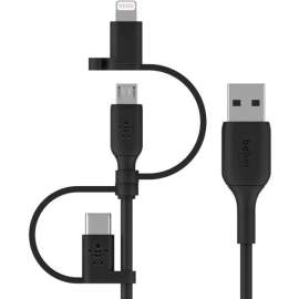 Belkin BOOSTCHARGE Universal Cable, 3.30 ft Lightning/Micro-USB/USB/USB-C Data Transfer Cable for Smartphone, Tablet, Power Bank, Computer, Charger, iPhone, iPad, First End: 1 x USB Type A, Male, Second End: 1 x USB Type C