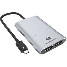 4XEM Type-C Thunderbolt to Dual DisplayPort Display Adapter, 1 Pack, 1 x USB Type C Thunderbolt 3 Male, 2 x DisplayPort 1.2 Digital Audio/Video Female, 4096 x 2160 Supported