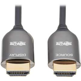 Tripp Lite 8K HDMI Plenum-Rated Fiber Active Optical Cable (AOC) - 8K UHD @ 60 Hz, HDR, M/M, Black, 15 m - 49.21 ft Fiber Optic A/V Cable for Audio/Video Device, Home Theater System, Notebook, Tablet, PC, Blu-ray Player, Gaming Console, Satellite TV