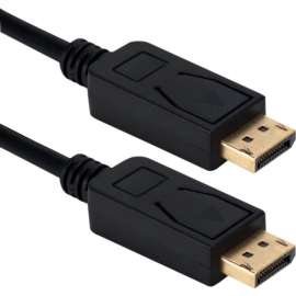 QVS 3ft DisplayPort 2.0 UltraHD 16K Black Cable with Latches - 3 ft DisplayPort A/V Cable for Audio/Video Device, Computer, Projector, Monitor - First End: 1 x DisplayPort 2.0 Digital Audio/Video - Male - Second End: 1 x DisplayPort 2.0 Digital Audi