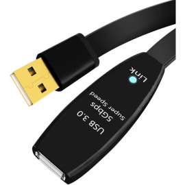 4XEM 5M USB 2.0 Flat Extension Cable, 16.40 ft USB Data Transfer Cable for Peripheral Device, First End: 1 x USB 3.0 Type A, Male, Second End: 1 x Powered USB 3.0 Type A