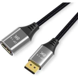 4XEM 1.5ft DisplayPort to DisplayPort Extension Cable, 1.50 ft DisplayPort A/V Cable for Chromebook, Notebook, Peripheral Device, Home Theater System, First End: 1 x DisplayPort 1.4a Digital Audio/Video, Male, Second End: 1 x DisplayPort 1.4a Digital Audi