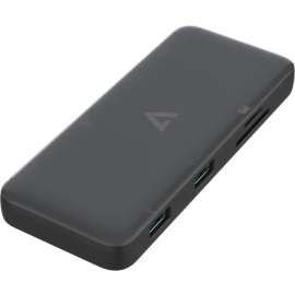 V7 USB-C Mini Dock Dual 4K Display, for Computer, Memory Card Reader, SD, microSD, 100 W