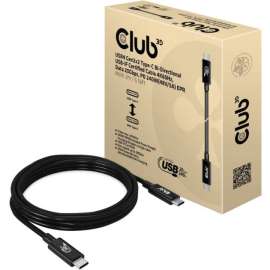 Club 3D USB-C Video/Data Transfer Cable, 6.56 ft USB-C Video/Data Transfer Cable for Notebook, Tablet, Phone, Peripheral Device, Charger, Smartphone, Video Device, First End: 1 x USB4 (Gen 2x2) Type C, Male, Second End: 1 x USB4 (Gen 2x2) Type C