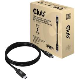 Club 3D USB-C A/V/Power/Data Transfer Cable, 3.28 ft USB-C A/V/Power/Data Transfer Cable for Notebook, Tablet, Smartphone, Peripheral Device, Charger, Audio/Video Device, First End: 1 x USB4 (Gen 3x2) Type C Male, Second End: 1 x USB4 (Gen 3x2) Type C Mal