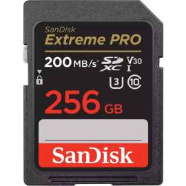 SanDisk Extreme PRO 256 GB Class 3/UHS-I (U3) V30 SDXC, 200 MB/s Read, 140 MB/s Write, Lifetime Warranty