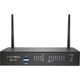 SonicWall TZ270W Network Security/Firewall Appliance - Intrusion Prevention - 8 Port - 1000Base-T - Gigabit Ethernet - 256 MB/s Firewall Throughput - Wireless LAN IEEE 802.11ac - AES (192-bit), DES, MD5, AES (256-bit), 3DES, AES (128-bit), SHA-1 - 8