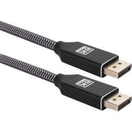 QVS 3ft DisplayPort 1.4 UltraHD 8K Nylon-Braided Premium Cable, 3 ft DisplayPort A/V Cable for Audio/Video Device, Projector, Monitor, Computer, First End: 1 x DisplayPort 1.4 Digital Audio/Video, Male, Second End: 1 x DisplayPort 1.4 Digital Audio/Video
