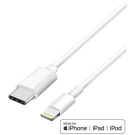 4XEM 10FT/3M Charging Data and sync Cable for iPhone/iPad/iPod, MFI Certified, 10 ft Lightning/USB-C Data Transfer Cable for iPhone, iPad, iPod, Computer, First End: 1 x 8-pin Lightning, Male