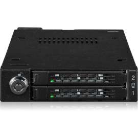 Cremax Icy Dock ToughArmor MB092VK-B Drive Enclosure for 3.5" PCI Express NVMe 4.0, U.2, U.3, SFF-8654 SlimSAS Host Interface Internal, Black, Hot Swappable Bays, 2 x SSD Supported