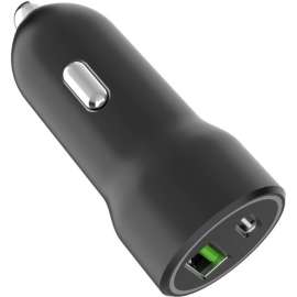 4XEM Dual USB Car Charger Adapter A/C, Black, 1 Pack, 20 W, 12 V DC, 24 V DC Input
