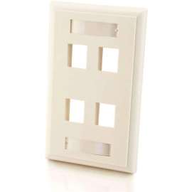 C2G 4-Port Single Gang Multimedia Keystone Wall Plate, White, 4 x Socket(s), White