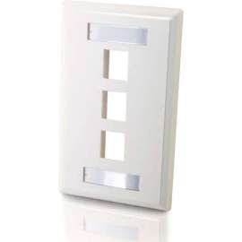 C2G 3-Port Single Gang Multimedia Keystone Wall Plate, White, 3 x Socket(s), White