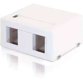 C2G 2-Port Keystone Jack Surface Mount Box, White, 2 x Socket(s), White