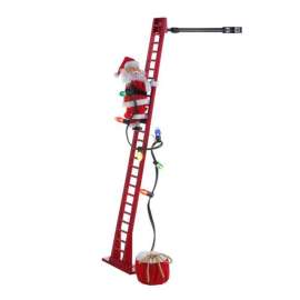 Mr. Christmas LED Red/White Stepping Santa on Ladder Indoor Christmas Decor 40 in.