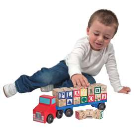 Melissa & Doug Alphabet Blocks Wooden Truck Wood Multi-Colored 30 pc