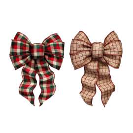 Holiday Trims Multicolored Plaid 7 Loop Christmas Indoor Christmas Decor 8.5 in.