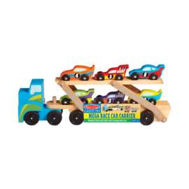 Melissa & Doug Mega Race Car Carrier Wood 8 pc
