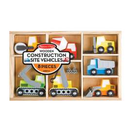 Melissa & Doug Construction Site Vehicles Wood Assorted 7 pc