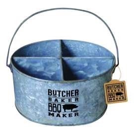 Open Road Brands Butcher Baker BBQ Maker 4 Tin Compartment Divided Pail with Handle Tin 1 pk