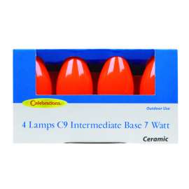 Celebrations Incandescent C9 Orange 4 ct Replacement Christmas Light Bulbs