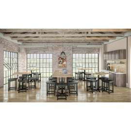 KFI 30" Round Vintage Wood Bistro Table, Barnwood, 30"H, 1 Each