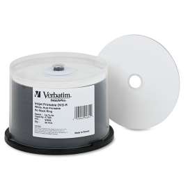 DVD-R DataLifePlus Printable Recordable Disc, 4.7 GB, 8x, Spindle, White, 50/Pack