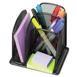 Onyx Mesh Mini Organizer, 3 Compartments, Steel, 6 x 5.25 x 5.25, Black