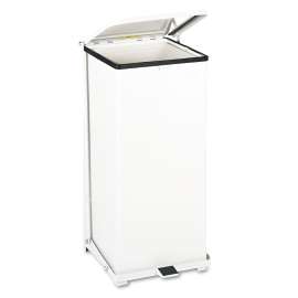 Defenders Heavy-Duty Steel Step Can, 13 gal, Steel, White