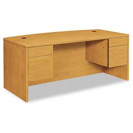 HON 10700 Series "L" Workstation Desk with Three-Quarter Height Pedestal on Right, 66" x 30" x 29.5", Harvest