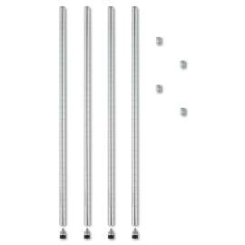 Stackable Posts For Wire Shelving, 36" High, Silver, 4/Pack