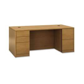 HON 10500 Series "L" Workstation Left Pedestal Desk with Full-Height Pedestal, 72" x 36" x 29.5", Harvest