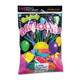 Helium Quality Latex Balloons, 12 Assorted Colors, 144/Pack